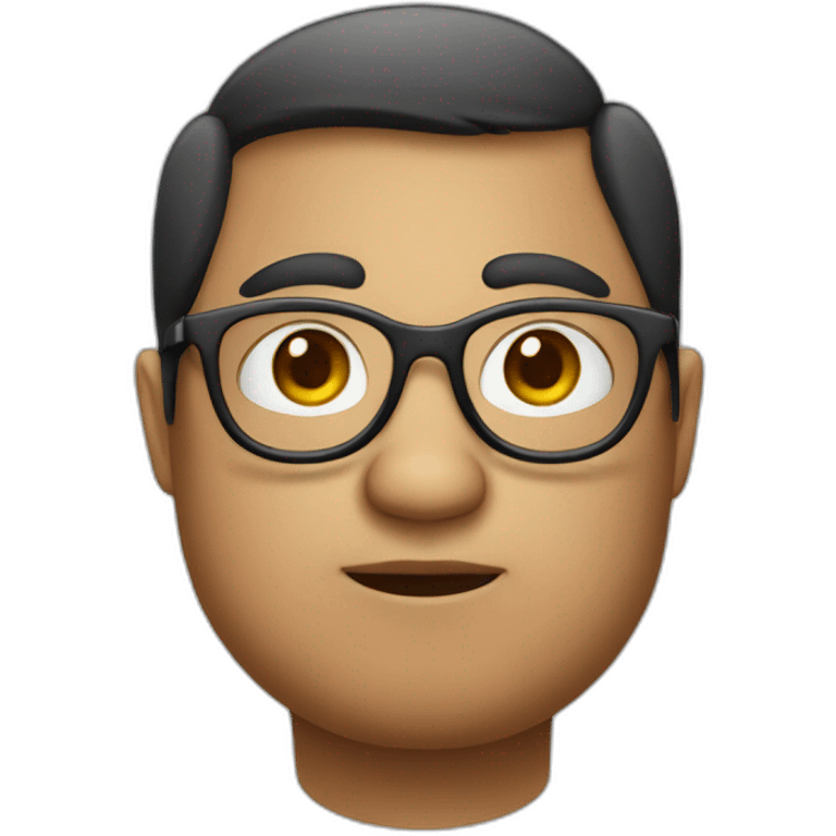 A person who is a little fat and has a round face and big eyes with glasses emoji