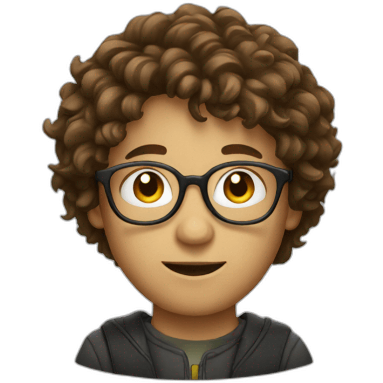 a person with brown messy hair and round glasses emoji