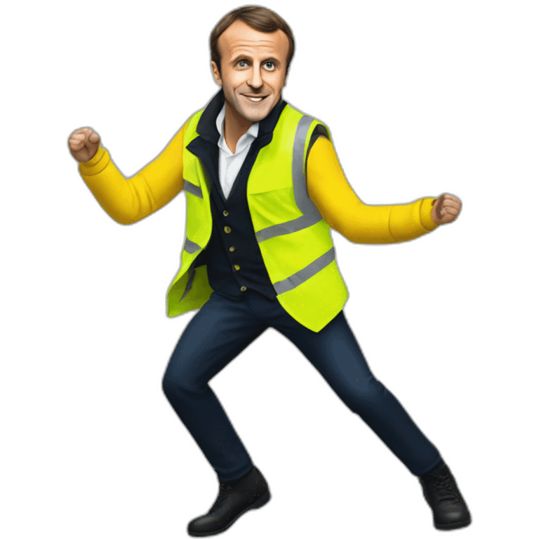 Emmanuel Macron in yellow vest dancing to yellow vest music emoji