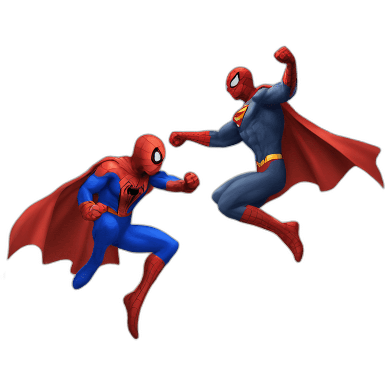 SpiderMan and Superman fighting emoji