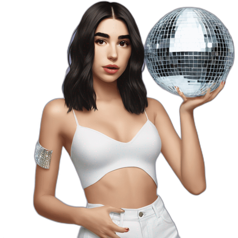 Dua Lipa holding a disco ball emoji