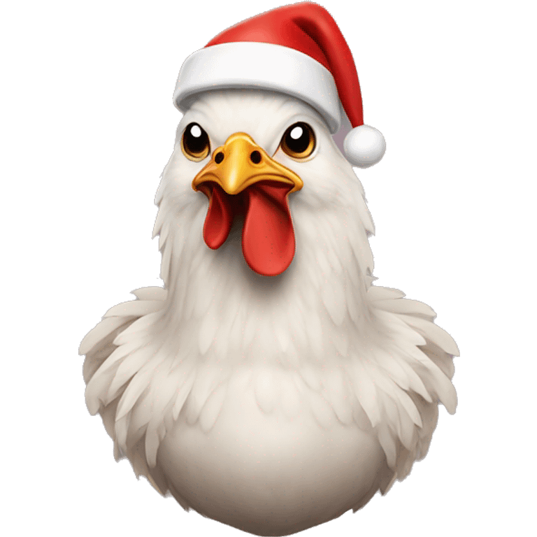 Chicken wearing santa clause hat emoji