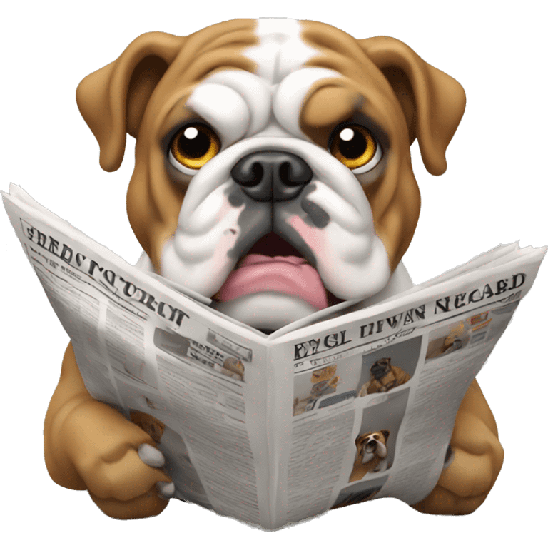 english bulldog reading newspaper emoji