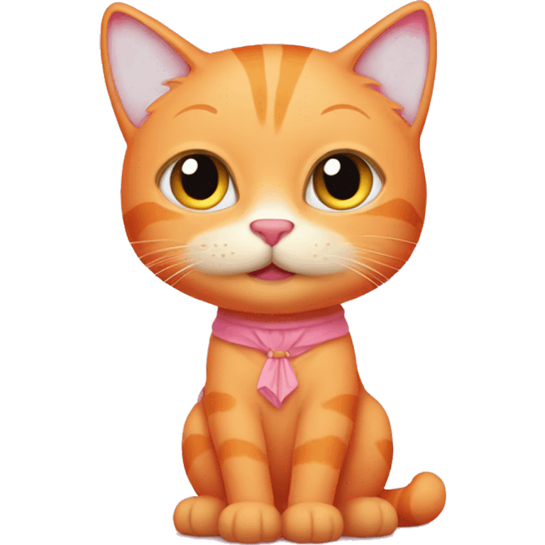 Orange cat with a pink dress aesthetic  emoji