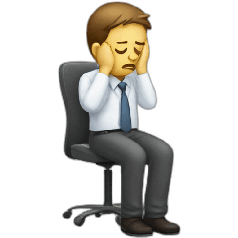 office worker depressed, tired emoji