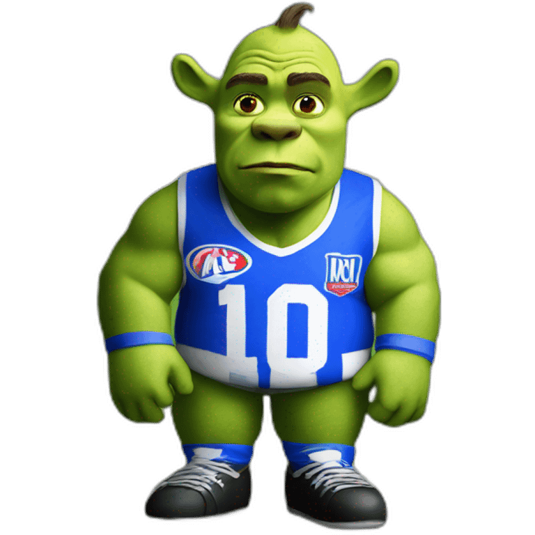 shrek wearing a north melbourne AFL jersey emoji