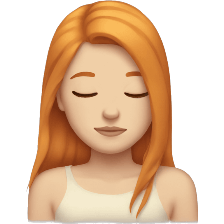 Aesthetic Ginger girl straight thick hair sleeping emoji