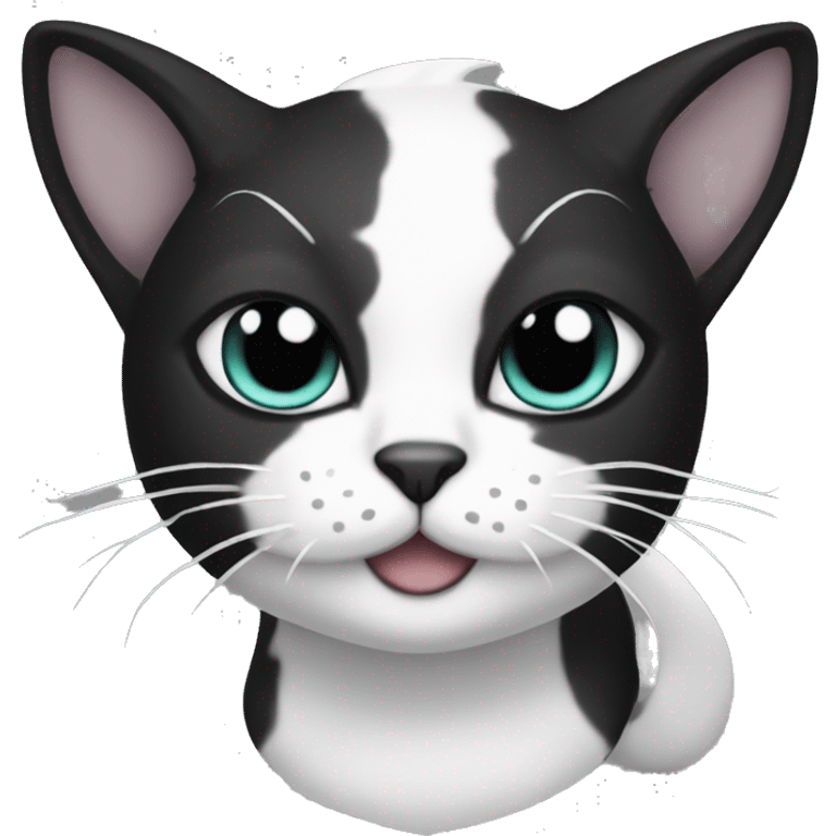 Mermaid cat that’s black and white tuxie emoji