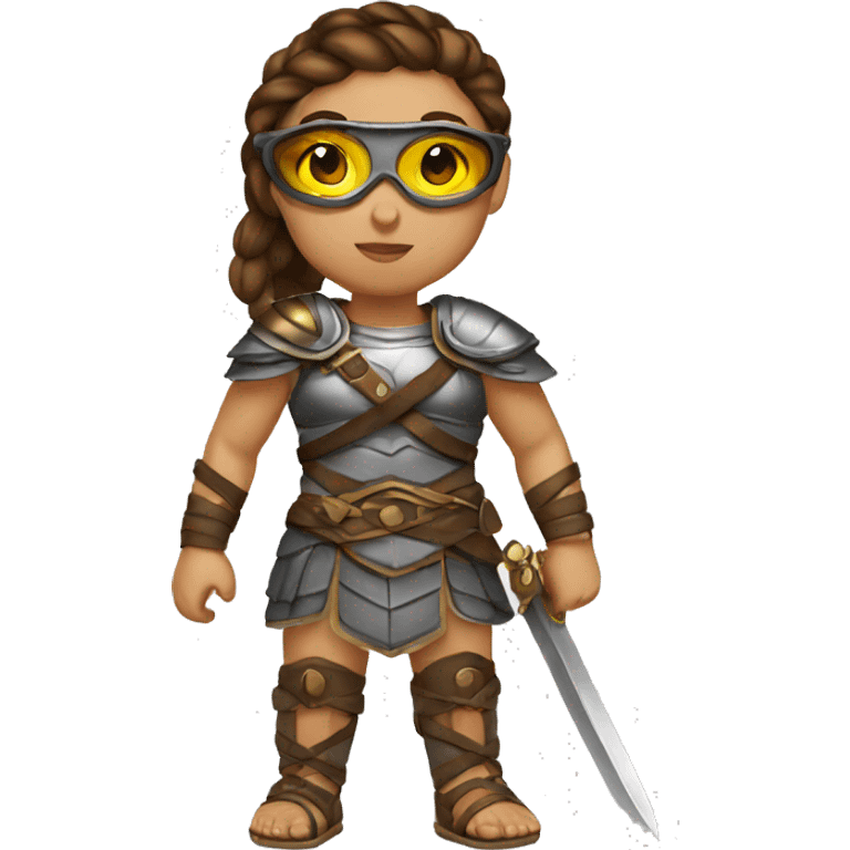 Girl gladiator with braided brown hair and sunglasses emoji