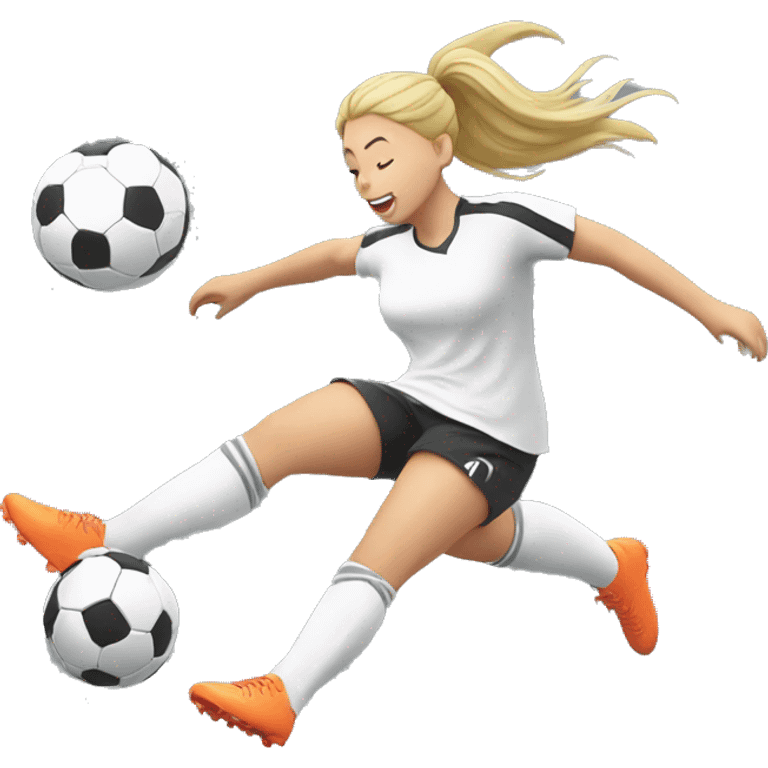 blod girl kicking a soccer ball in the air emoji