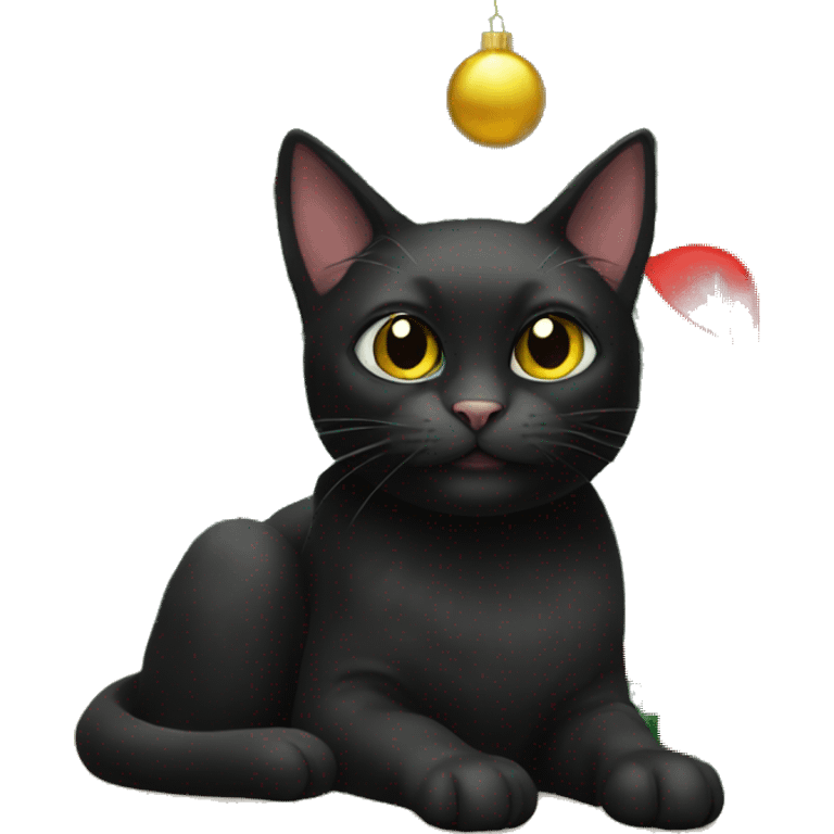 Black cat in Christmas tree  emoji