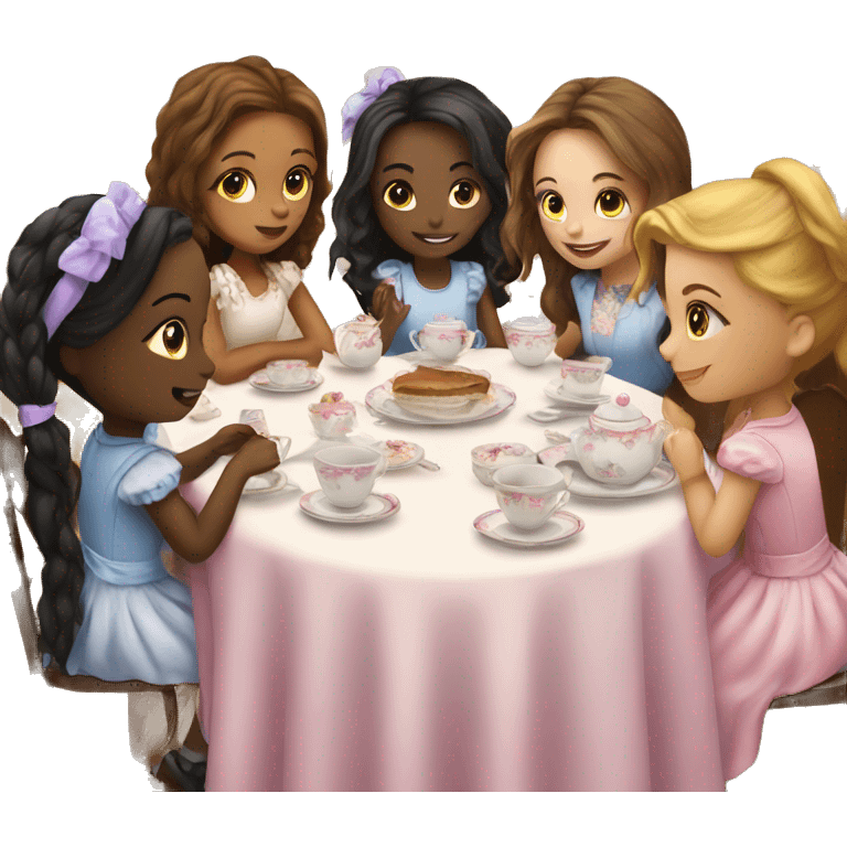 a group of girls at a tea party emoji