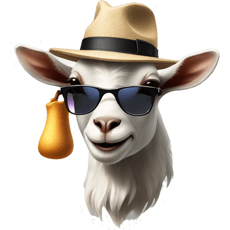 Cool goat smoking with sunglasses and hat emoji emoji