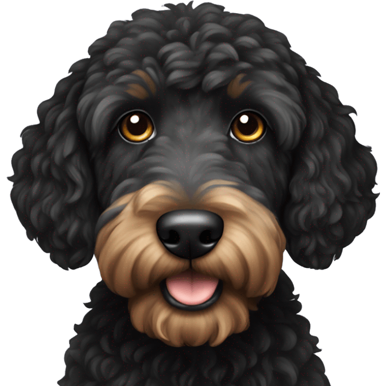 Black golden doodle dog emoji