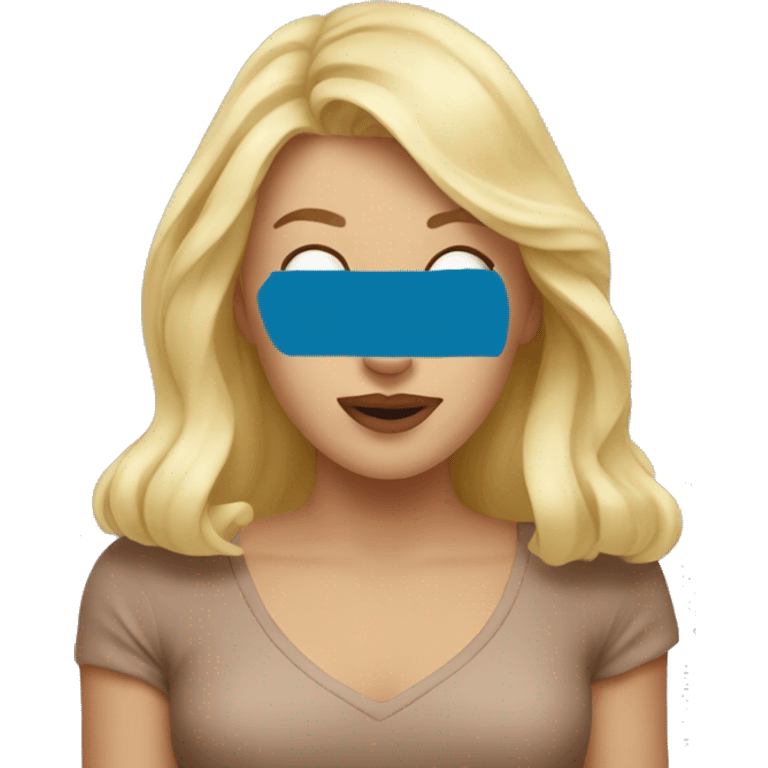 Blond woman from face, levitating had touching her nose emoji