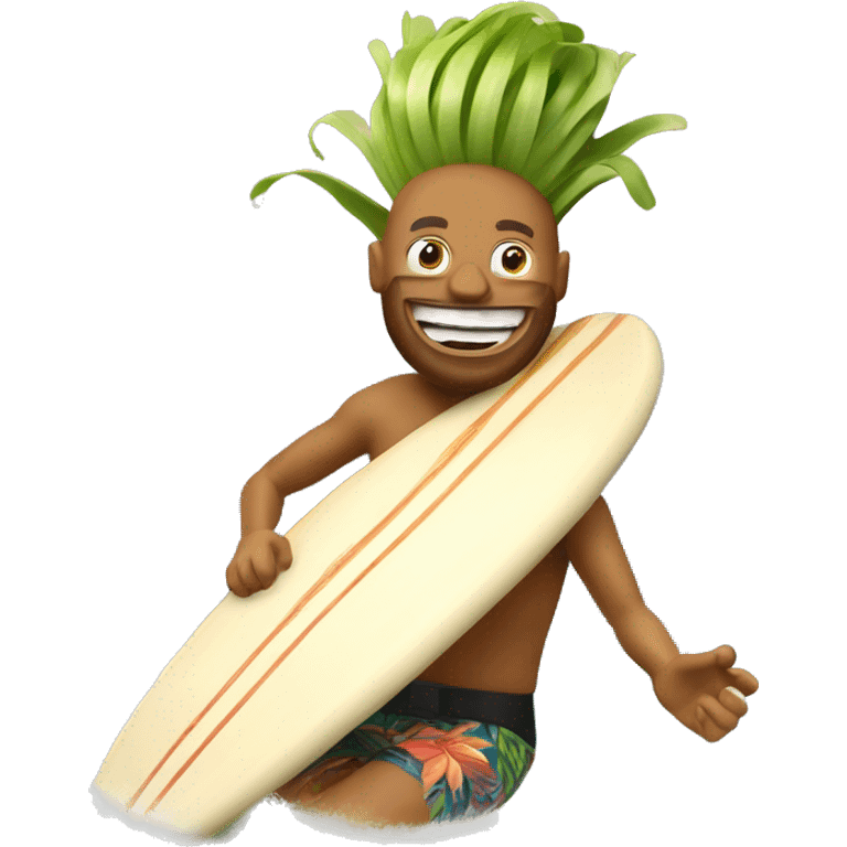 Maui onion riding a wave on a surf board  emoji