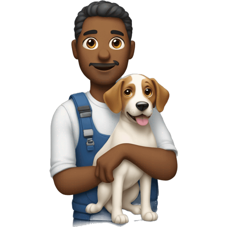 a man holding a dog emoji