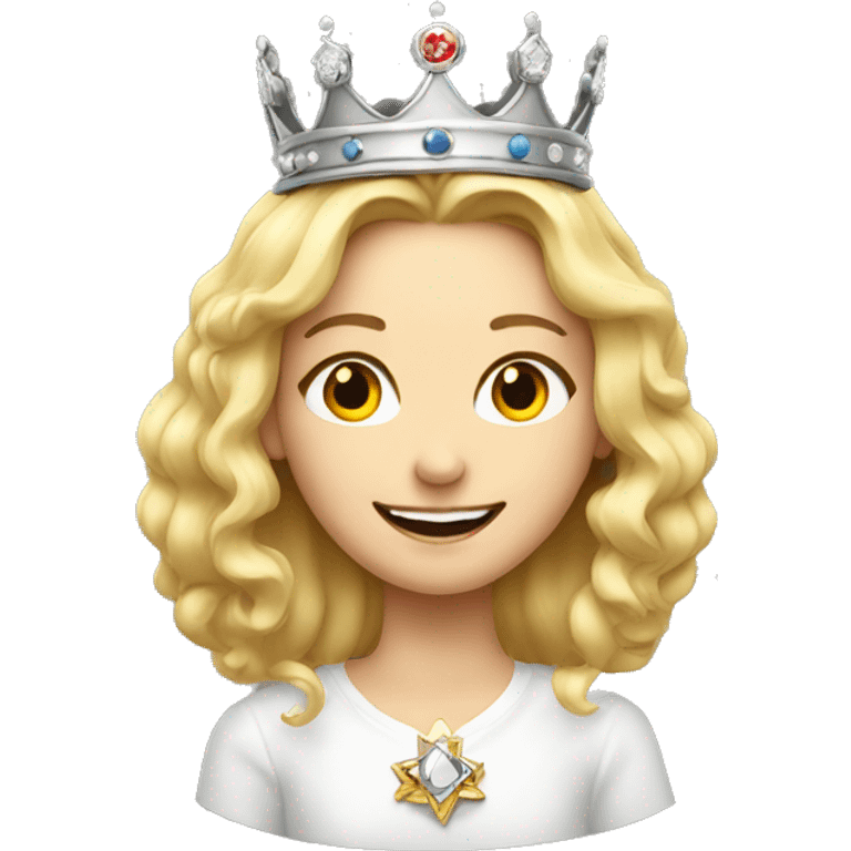 blonde girl smiling portrait with king’s crown  emoji