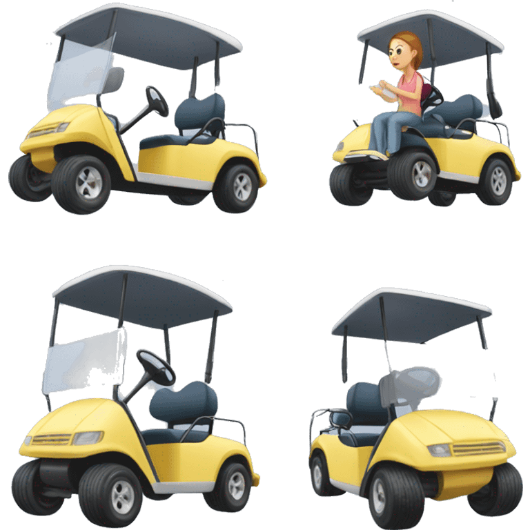 Speeding golf cart With girl diving emoji