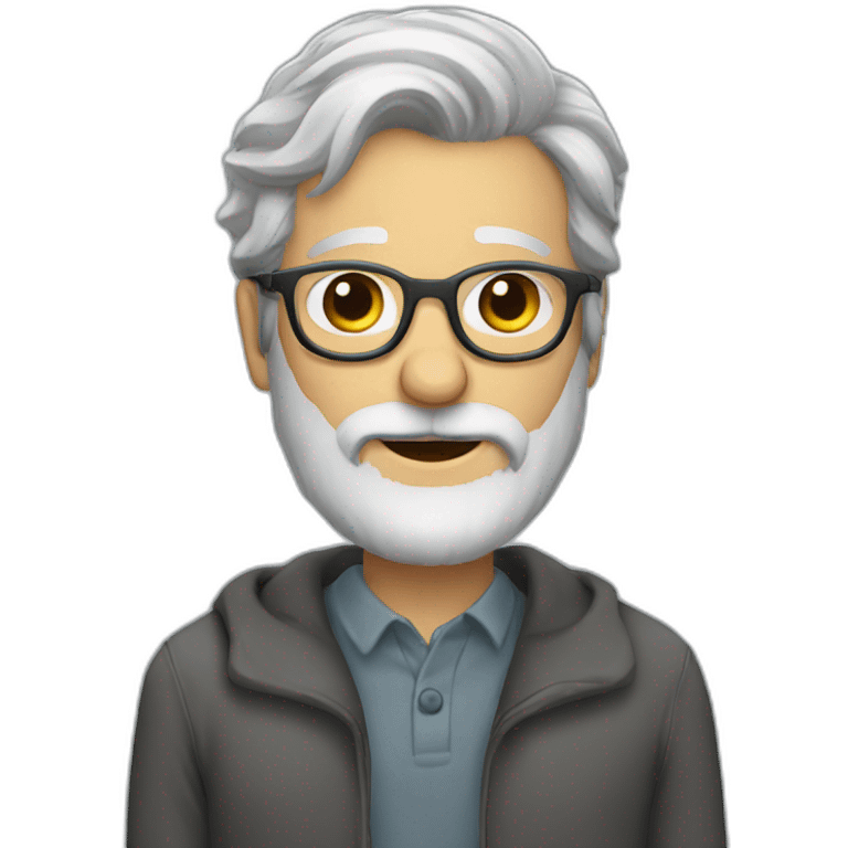 bearded grey hair with glasses emoji