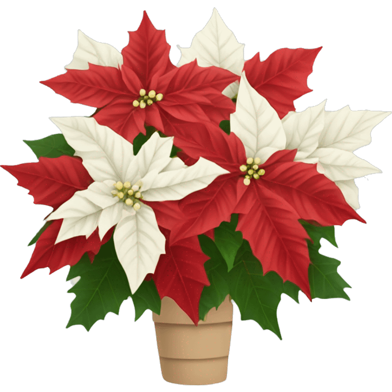 Red and white poinsettia bouquet emoji