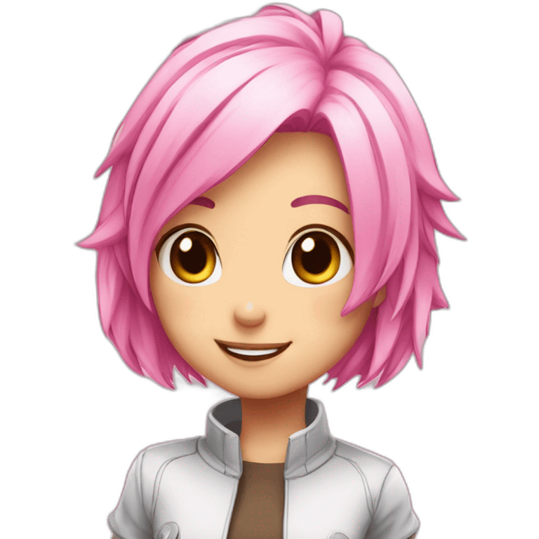 cute-bot-pink-hair-anime-happy emoji