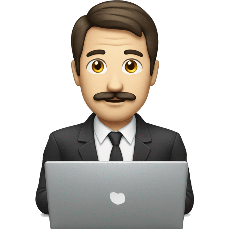 man with moustache with a laptop make him whiter emoji