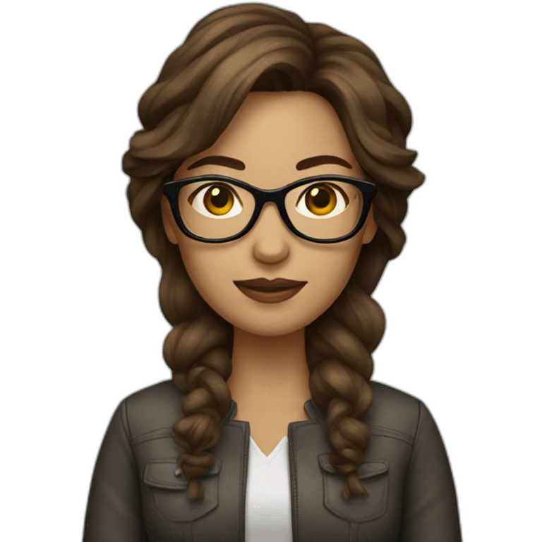 brown hair woman designer with glasses emoji