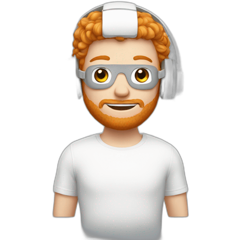 Ginger guy wearing white VR headset emoji