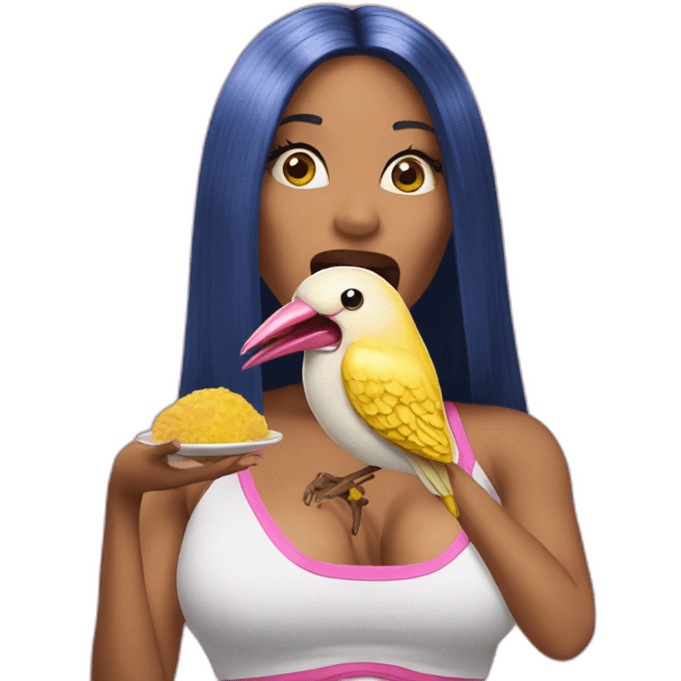 Nicki Minaj eating a bird emoji