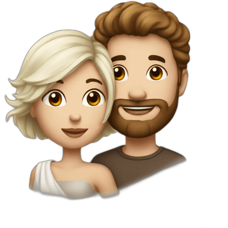 Couple bisous homme femme blanc brun emoji