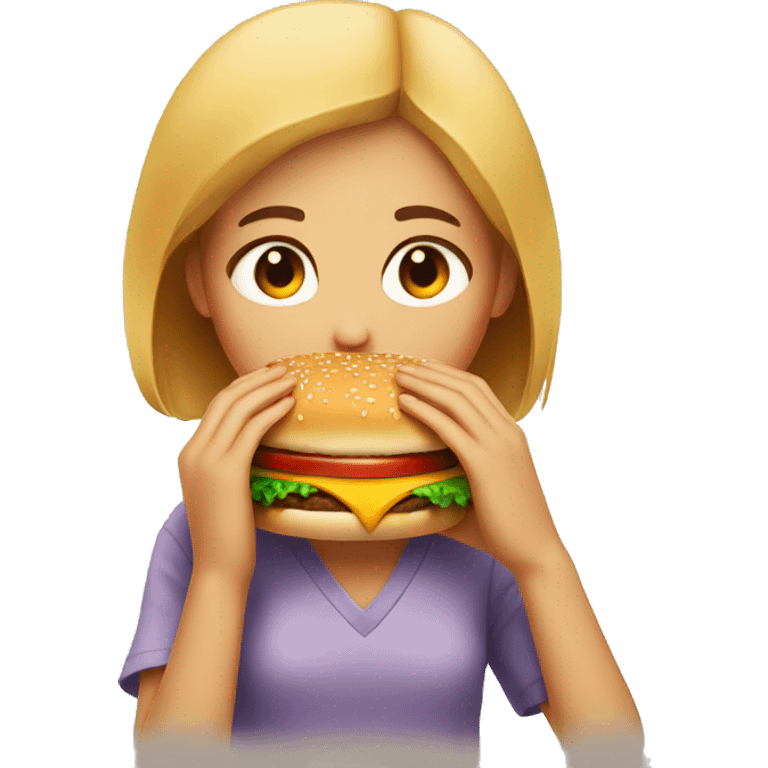 Sad girl eating a burger emoji