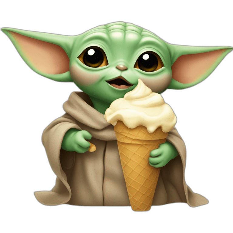 Baby yoda eating ice cream emoji