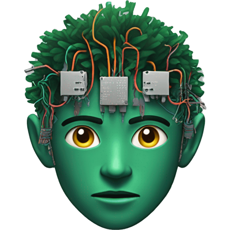 Head Deku cyborg with circuits and wires  emoji