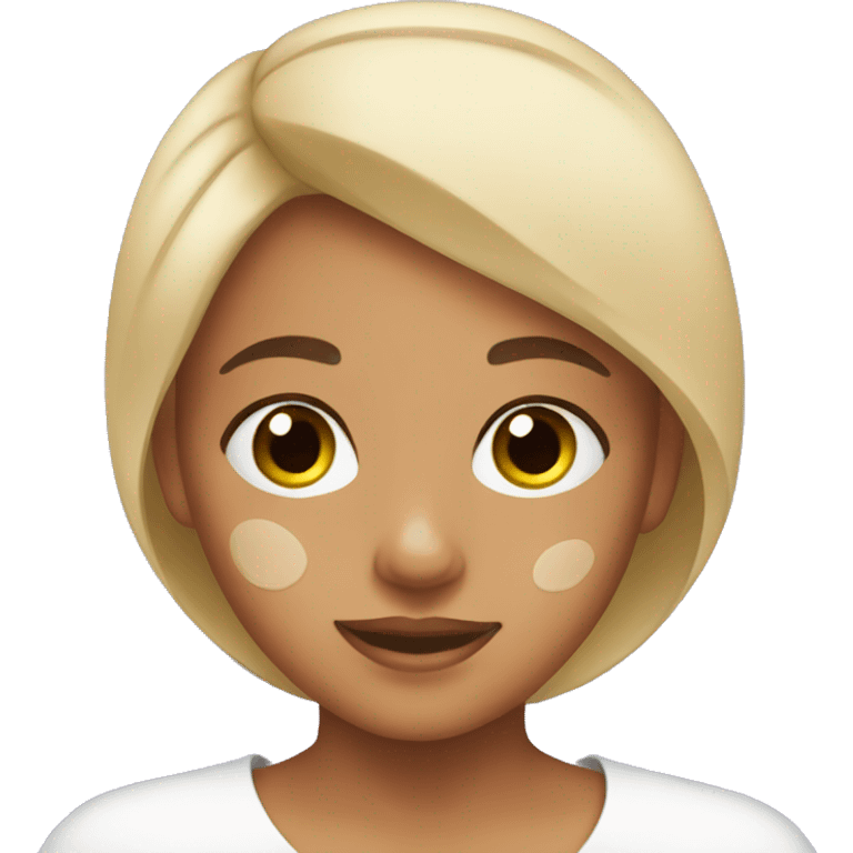 young girl with skin care on emoji