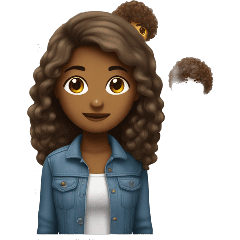 menina com cabelo marrom pele beji e olhos castanhos emoji