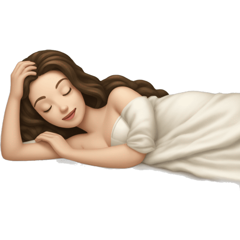 sleeping beauty brunette white girl with a silk pillow emoji