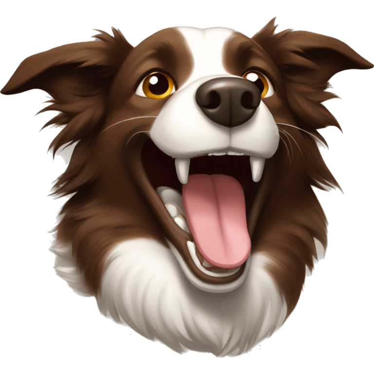 Brown border collie laughing realy hard  emoji