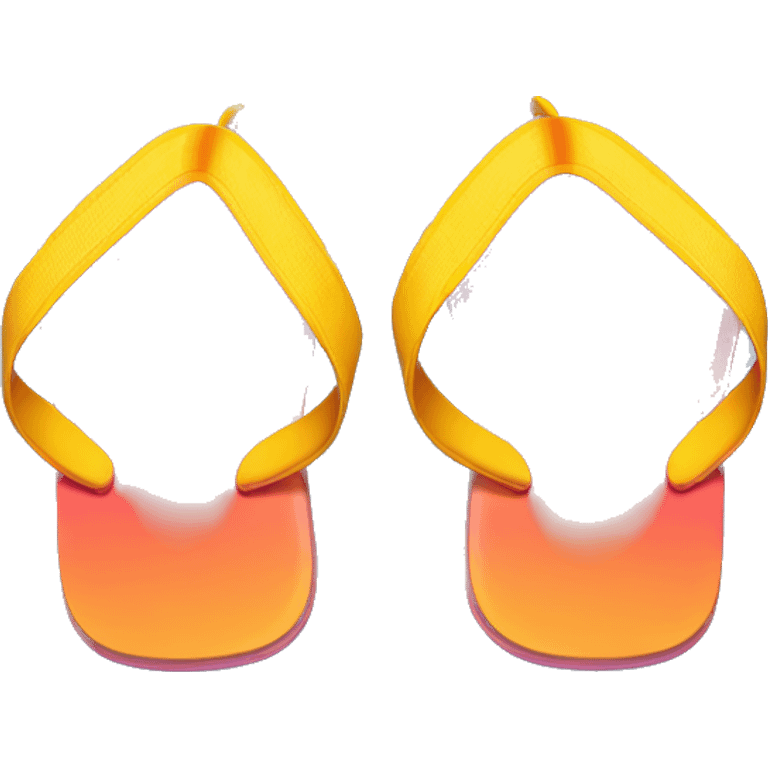 Realistic orange yellow pink gradient pair of summer flip flops isolated. emoji