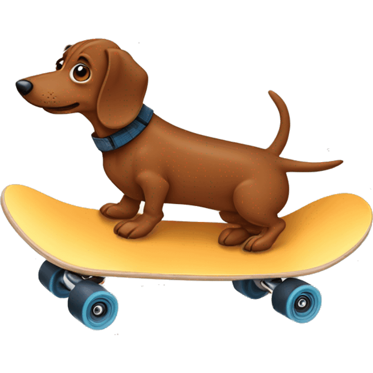 Brown wiener dog skate boarding emoji