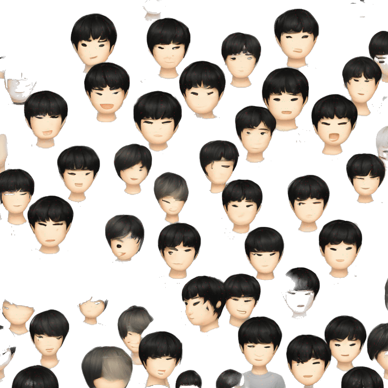 korean male mid 30ss bowl cut black hair emoji