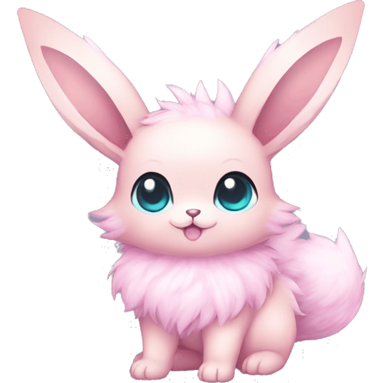 Kawaii Pastel Cotton-Candy-Colored Eeveelution-Cute-puppy-Bunny-Pokémon-fusion full body emoji