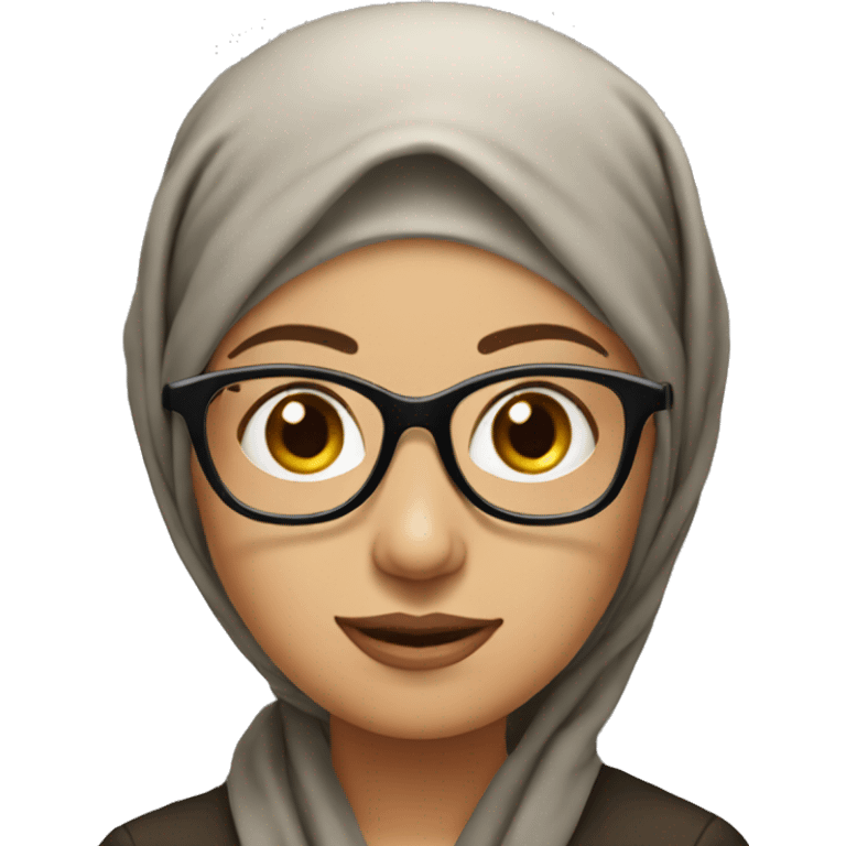 Create a photo of a woman with a headscarf and glasses. The woman's clothes should be black emoji