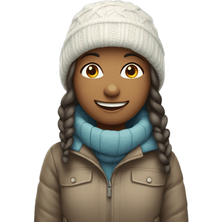 smiling girl in winter attire emoji