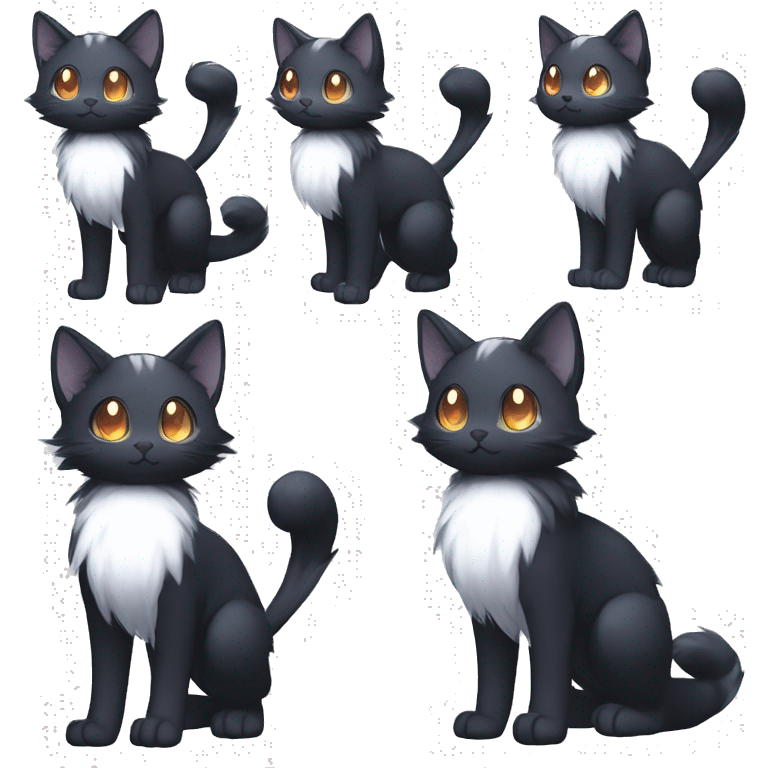 Shiny Shy Cool Black beautiful fantasy Kawaii Ethereal Sona Fakemon-cat-animal Full Body emoji