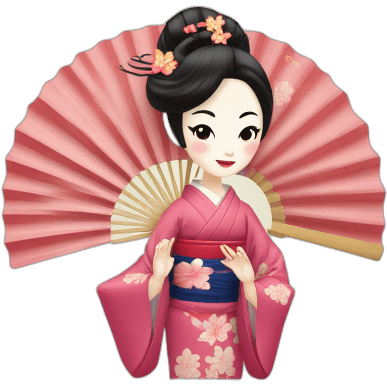 Geisha kimino folding fan dance emoji