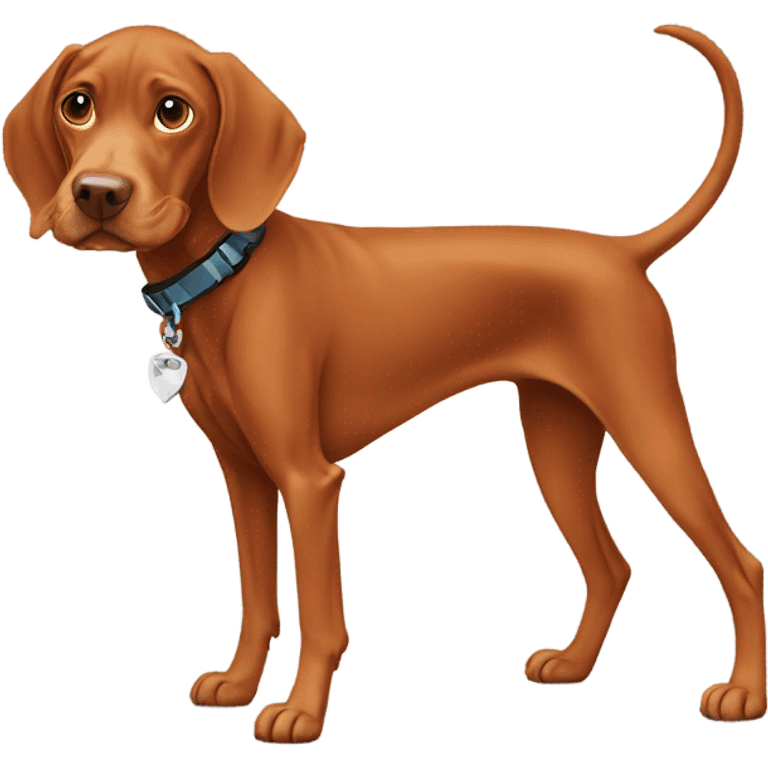 happy vizsla with dog collar, full body emoji