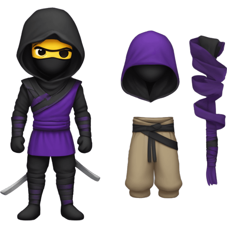 ninja con ropa futurista de color negra y morada emoji