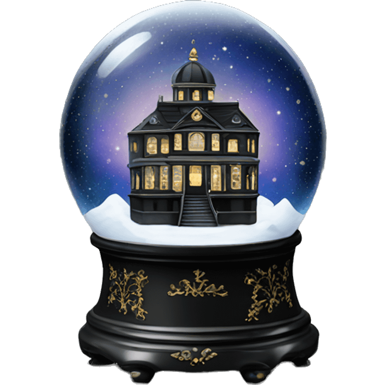 vintage black rococo night sky snow globe emoji