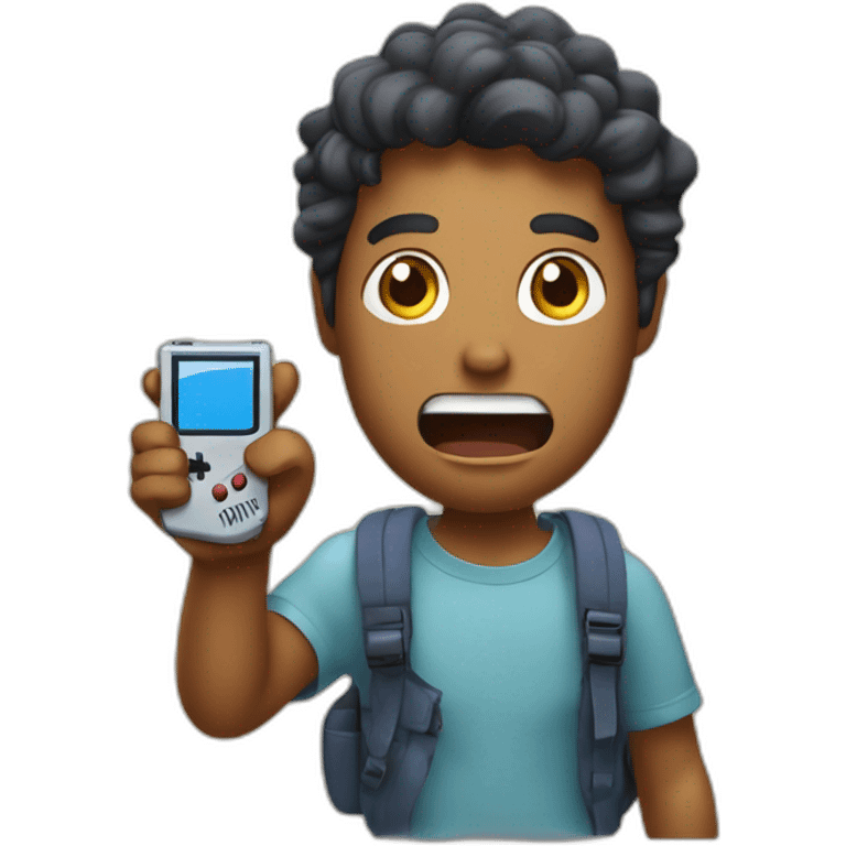 Big Sri Lanka guy with gameboy in hand, screaming emoji